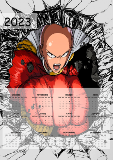 Shaorika Animes. Calendário 2023 - Saitama